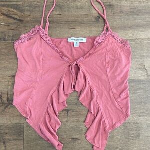 Urban Outfitters Pink Lace Trim Tank Top